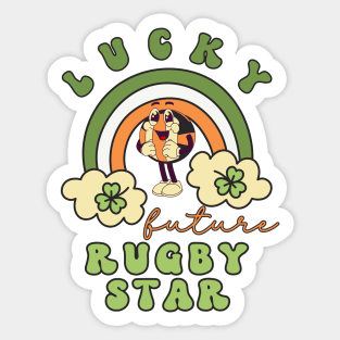 Lucky Future Rugby Star for Kids, St. Patricks Day Kids Gift, Future Rugby Star, Lucky Shamrock, Rainbow Lucky Future Rugby Star Kids Sticker